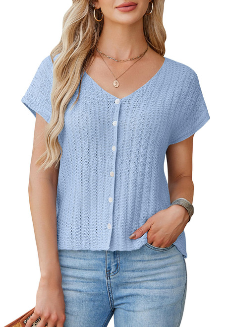 Women Sweater Vest Button Up Casual V Neck