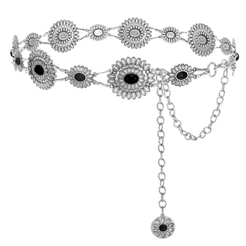 Boho Concho Chain Waist Belt for Country Concert Dresses Jeans