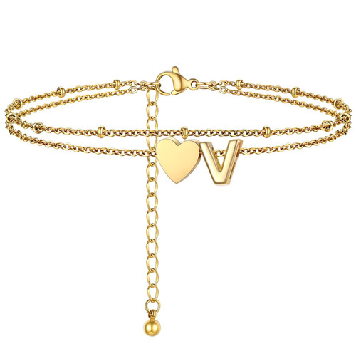 Initial Ankle Bracelets for Women
