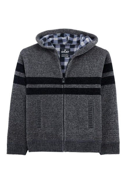 X RAY Boys (6-12) Full Zip Fleece Flannel Lining Sweater with Hood