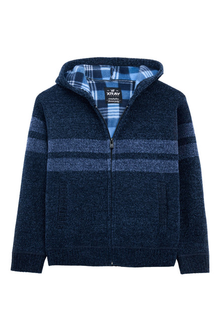 X RAY Boys (6-12) Full Zip Fleece Flannel Lining Sweater with Hood