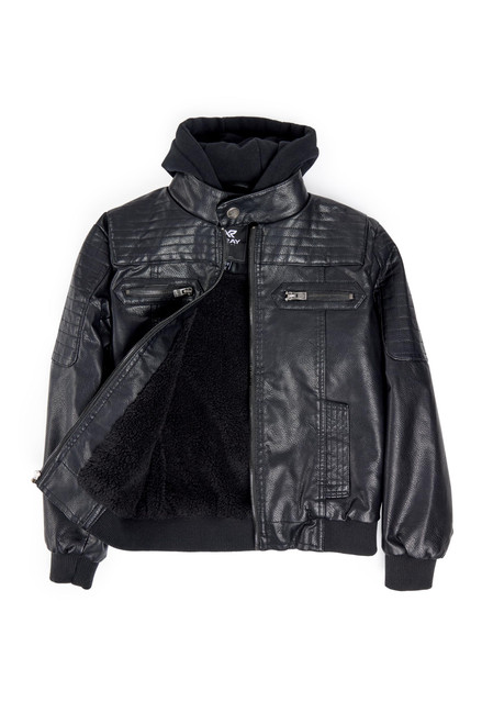 Faux Leather Jacket for Fall & Winter (S - XL), Kids Outerwear Coat