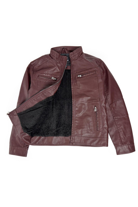 Kids Outerwear Coat, Motorcycle PU Leather Jacket for Boys