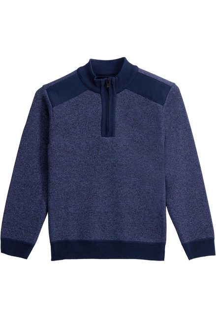 (6-12) Quarter Zip Fleece Flannel Lining Sweater