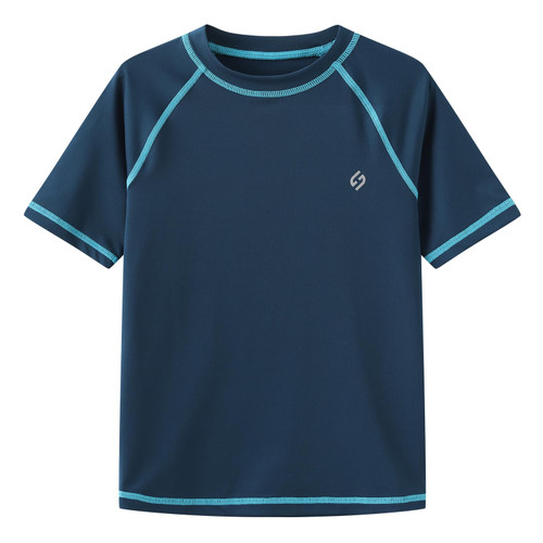 Boys UPF 50+ Rash Guard Swim Shirts Short Long Sleeve