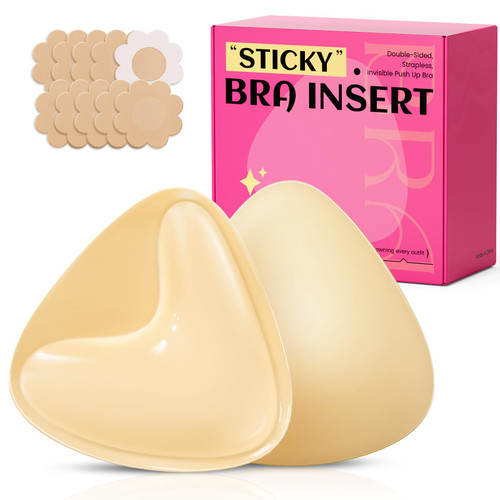 for Large Breasts, Stick on Bra for Bikini Swimsuits (Large, Light Beige