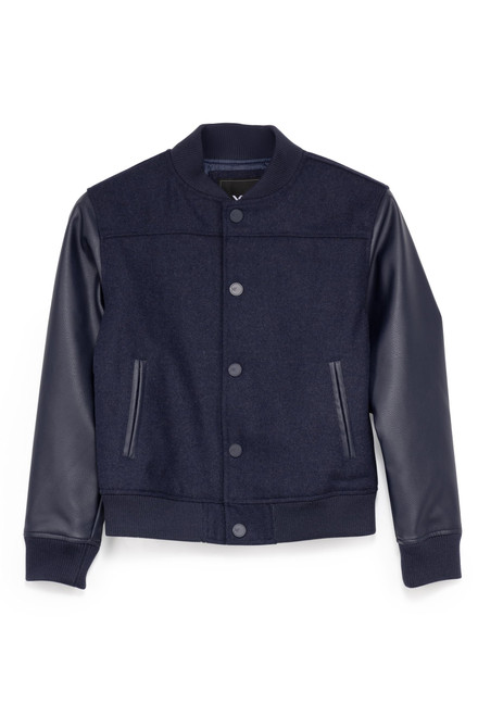 Boys Outerwear Coat with Faux Leather (S - XL), Wool Varsity Bomber Jacket