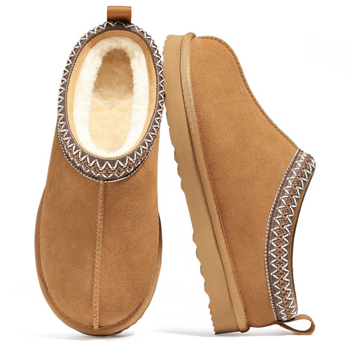 bebealy Genuine Suede Fuzzy Slippers for Women