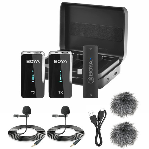 Dual Wireless Lavalier Microphone for Type-C Devices, BY-XM6-K6 Plug-Play Mic with 328ft Range