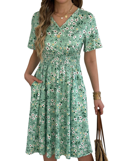 Womens Midi Floral Dress