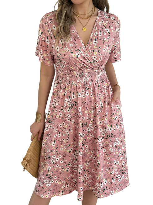 Womens Midi Floral Dress