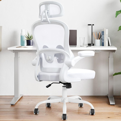 Chair,Ultra Thick Spring Cushion Desk Chair,White