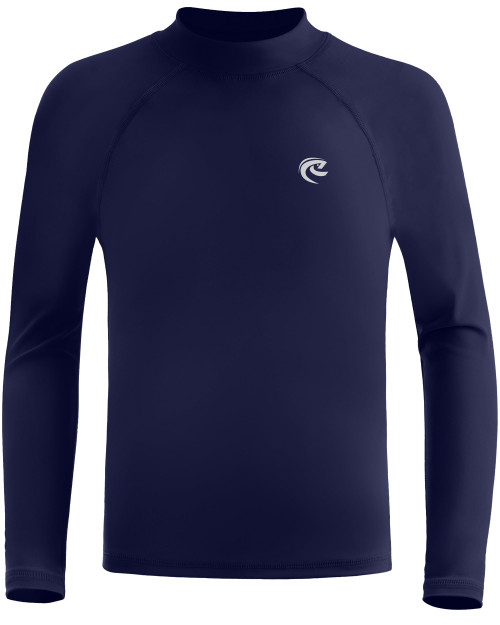 Boys' Long Sleeve Rash Guard, UPF 50+ Swim Shirt