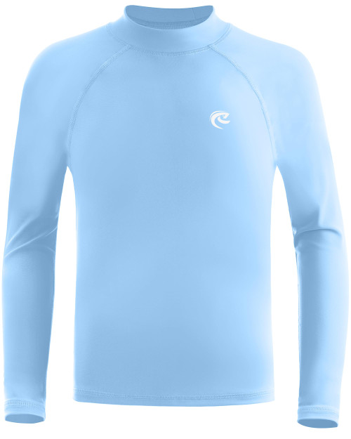 Boys' Long Sleeve Rash Guard, UPF 50+ Swim Shirt Toddler Kids