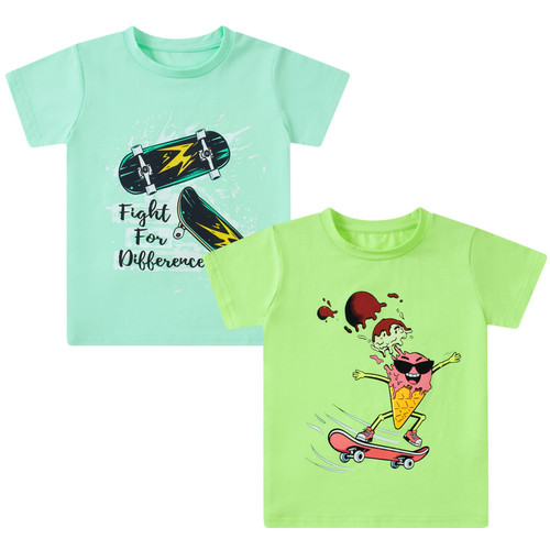 2 Pcs - Soft Cotton Short Sleeve Shirts - Perfect for School