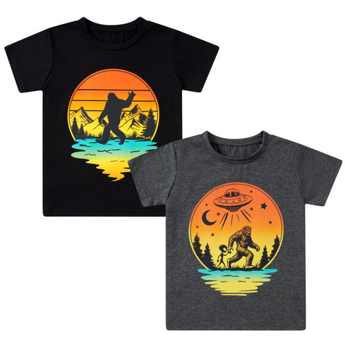 Lovekider Boys T-Shirts 2 Pcs - Soft Cotton Short Sleeve Shirts