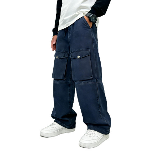 Baggy Jeans for Boys Cargo Jeans, Mid Rise Elastic Waist Multi-Pockets