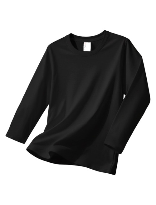 Long Sleeve Shirts Cotton Solid Crew Neck Basic Shirts 5-16 Years