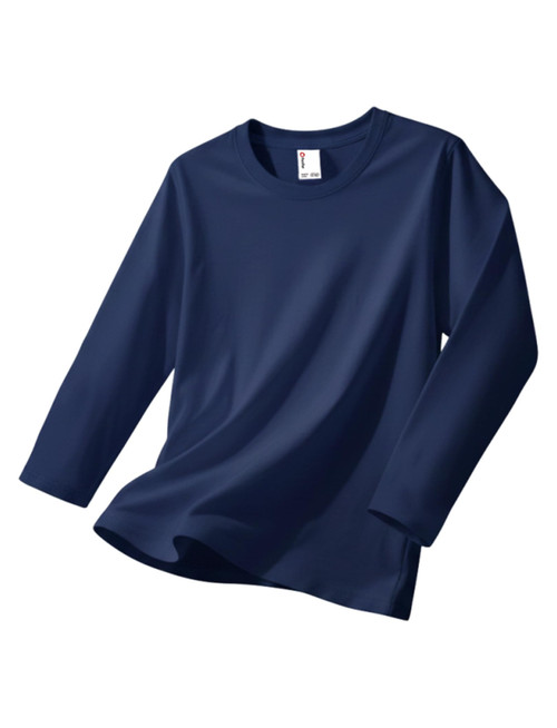 Long Sleeve Shirts Cotton Solid Crew Neck Basic Shirts