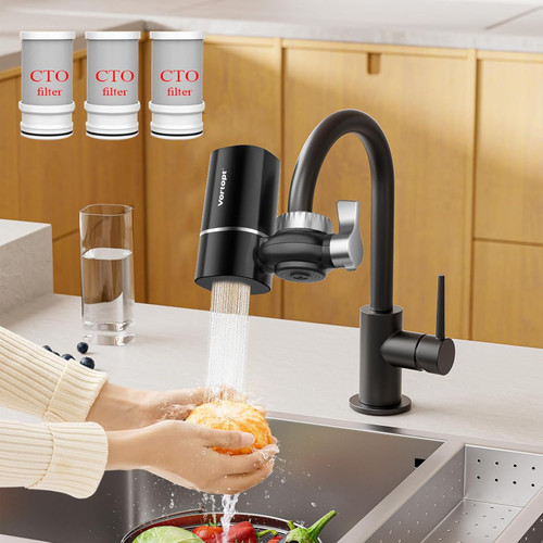 Chlorine & Odor Removal with 3 Water Filter（T1-Black