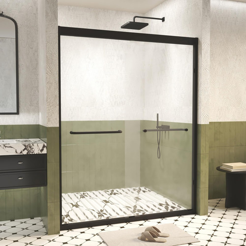 Handle,Tempered Glass,Easy to Clean,Matte Black (Matte Black, 54"