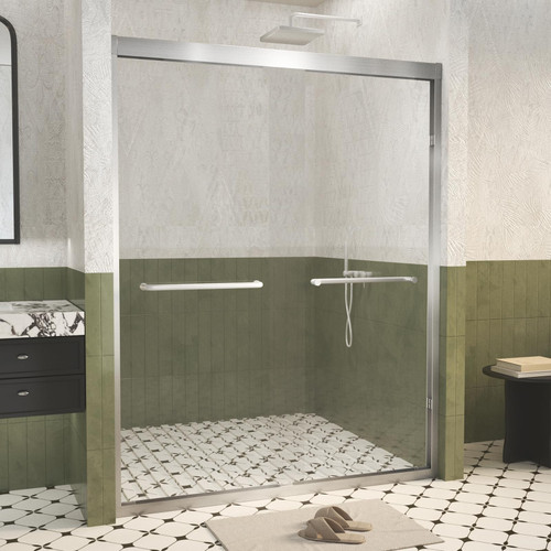Shower Doors Glass Sliding,Semi-Frameless,1/4" Inch Sgcc Tempered