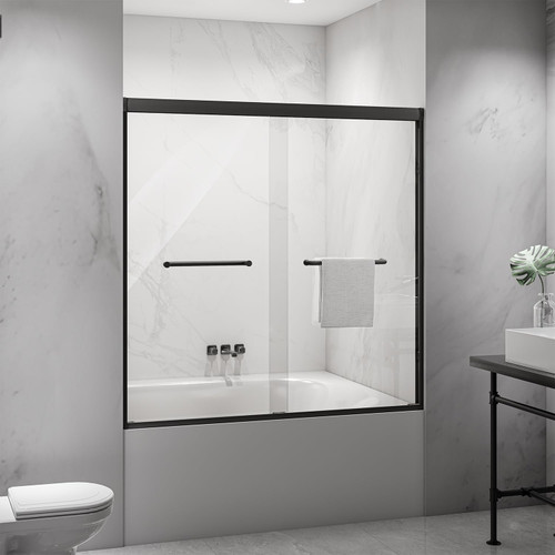 Brushed Nickel Frame 6mm Tempered Glass,Black