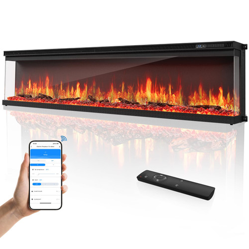 72-inch 3-Sided Wall Mount Electric Fireplace