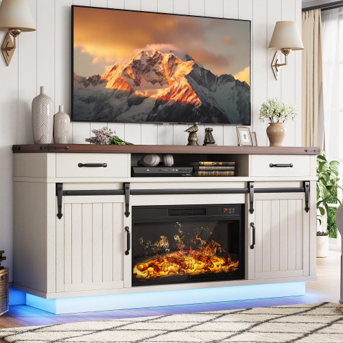 Jocoevol 58" Farmhouse Electric Fireplace TV Stand for TVs up to 65"