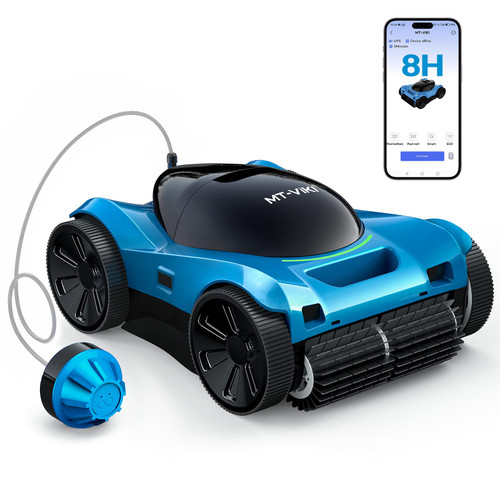 Pool Vacuum Robot with 480 Min Runtime, Wall & Waterline Cleaning, App & Remote Control
