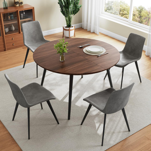 Mid Century Wooden Round Kitchen Table, Coffee Table for 4-6 Person