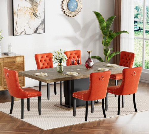 Modern Large Expandable Dining Room Table with Rectangle Wood Top & Black Sturdy Base