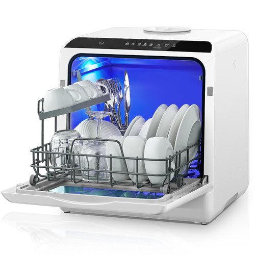 Countertop Dishwasher with Delay Start, 5+1 Wash Programs | No Installation Needed