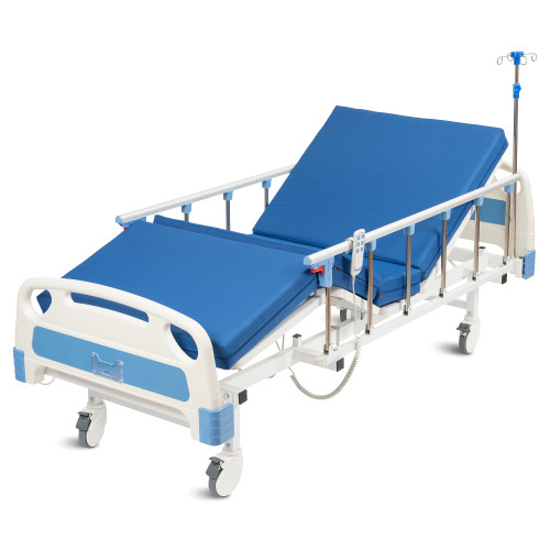 Real Relax Premium 2 Function Full Electric Hospital Bed, ICU Electric Medical Bed with 4 inch Foam Mattress & IV Pole