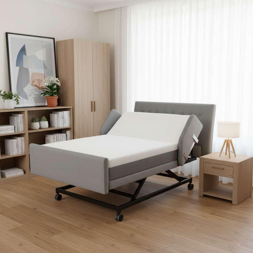 Bariatric Queen Size Home Style Full Electric Medical Bed - Adjust Height, Head, and Foot - Cozy Elegant Design