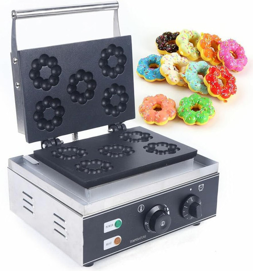 1500W Double-Sided Non-Stick Donut Maker, 5 Holes Mini Electric Machine