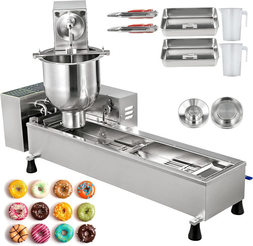 Automatic Donut Maker Machine with 7L Hopper, Dual Doughnut Fryer, 304 Stainless Steel,