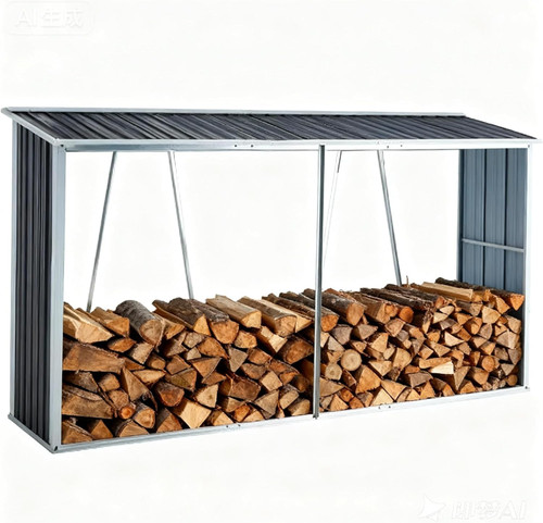 Fire Wood Storage Racks Outdoor 129.9", Firewood Shed Log Holder with Roof