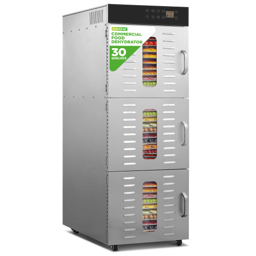 NutriChef 30 Layer & 3 Chamber Commercial Food Dehydrator Machine - Stainless Steel Trays