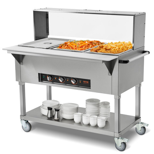 VEVOR 3-Pan Commercial Food Warmer, 3 x 20.6QT Electric Steam Table