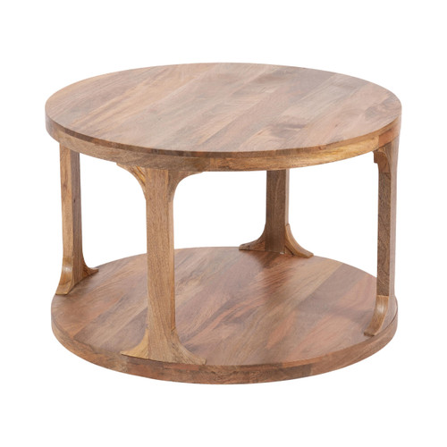 Kate and Laurel Dahl Transitional Mango Wood Round Coffee Table, 28 Inch Diameter, Natural Wood