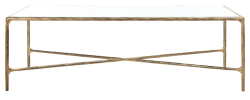 SAFAVIEH Couture Collection Jessa Brass/Glass Top Rectangle Coffee Table (Fully Assembled)