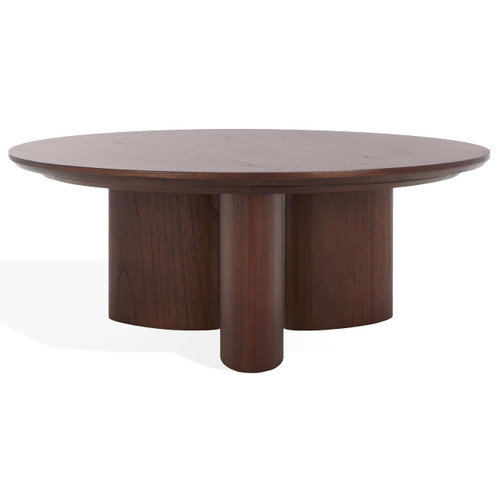 SAFAVIEH Couture Collection Barnard Walnut Round Solid Wood Coffee Table