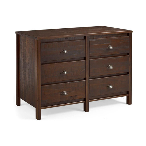 Camaflexi Baja 6 Drawer Dresser for Bedroom, Storage Orgainzer Unit, Solid Wood, Walnut