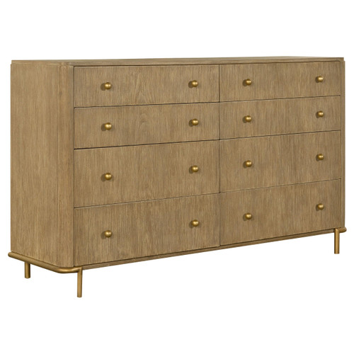 Coaster Home Furnishings - Arini - Wood - 8-Drawer Dresser with Brass Round Knobs, Slender Metal Legs