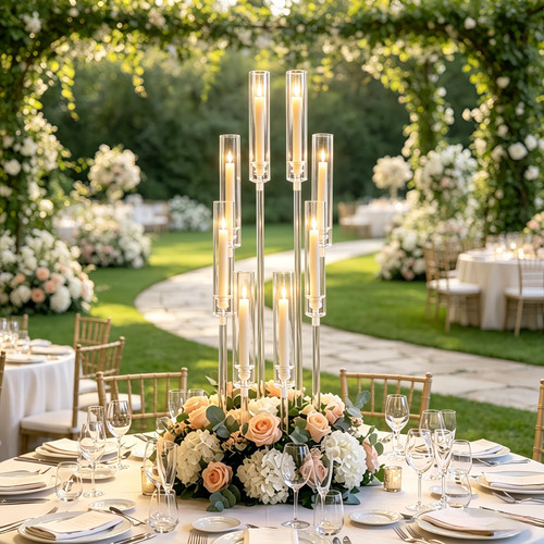 10PCS 8 Arm Acrylic Candelabra Candle Holders | Clear Candelabra Centerpieces for Tables