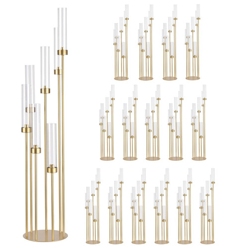7 Arm Floor Candelabra Candle Holder Gold Centerpieces for Table Events Ceremony Dinner Party