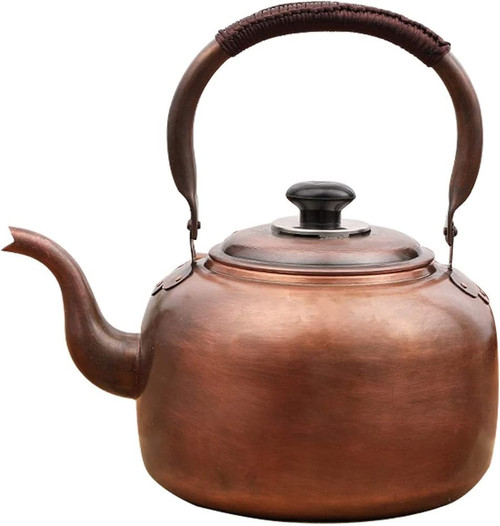Premium Copper Whistling Kettle, 3.2 Qt Stovetop Teapot with Ergonomic Handle