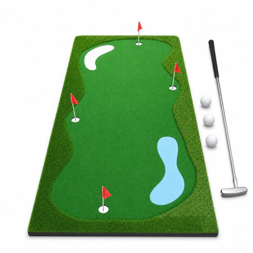 RNXRZANK Golf Putting Green Indoor Mat with Putter, Ball & Flag, for, Thickened, Fast Speed, 1.5 * 3.5m