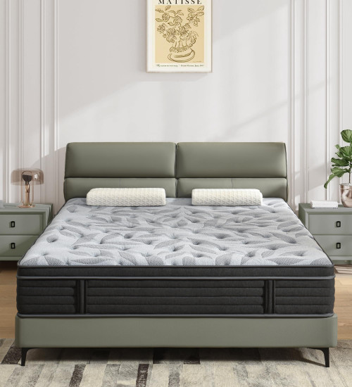 PECHINOU 14 Inch Queen Mattress, Medium Firm Hybrid Mattress in a Box